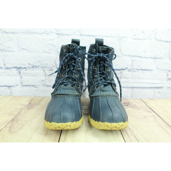 LL Bean Blue Waxed Canvas 8" Ankle Duck Boots Waterproof Insulated Size 3 M - Picture 4 of 10